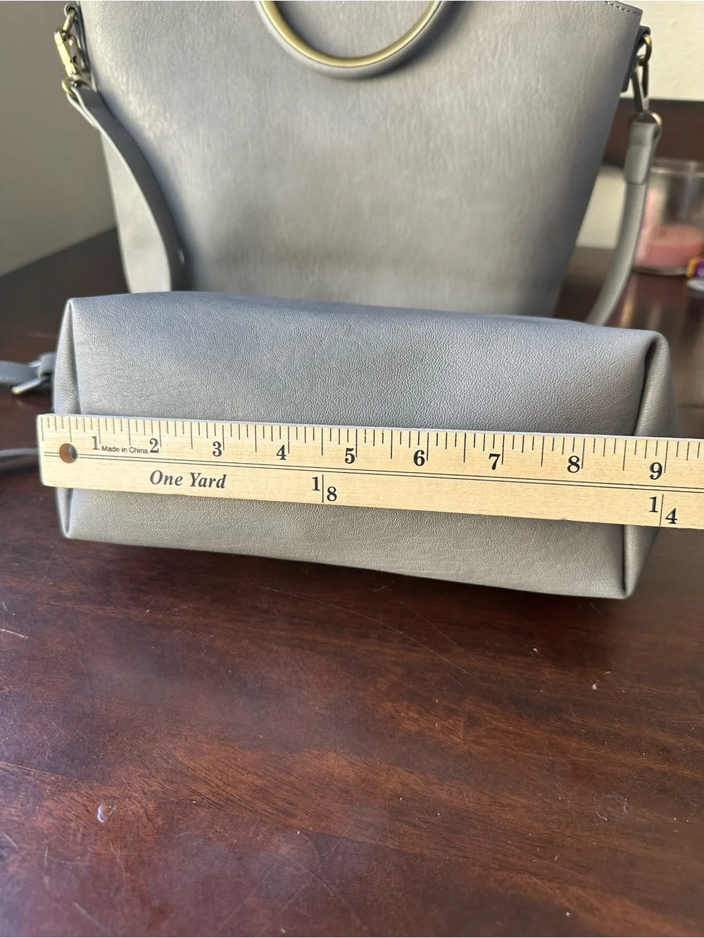 Antik Kraft Light Gray Crossbody Bag with Gold Handle